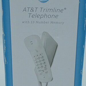AT&T Trimline Push Button Telephone Land Line 13 Number Memory TR1909 White